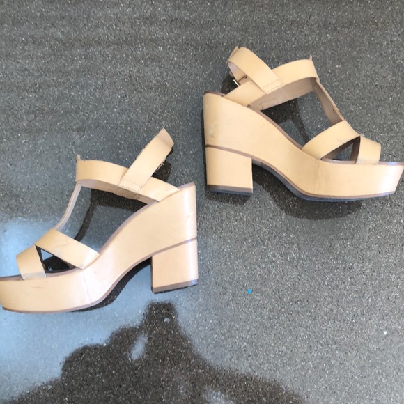 Zara peach nude platform sandals leather - Picture 3 of 5